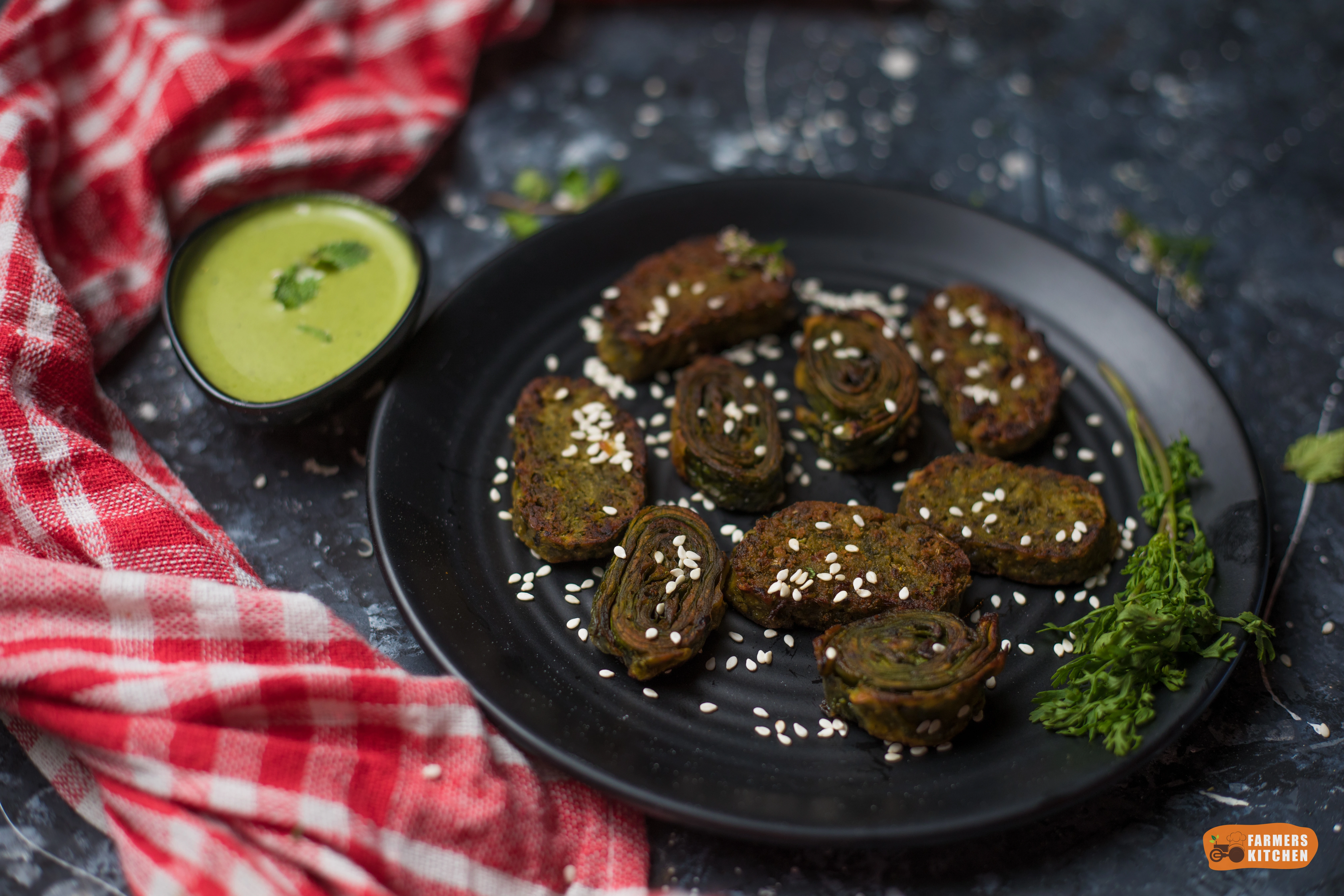 Kothimbir Vadi - Veg dish at The Farmer's Kitchen Shirwal